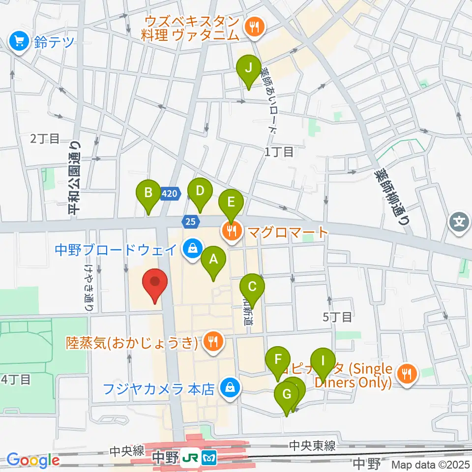 ディスクユニオン中野店周辺のホテル一覧地図