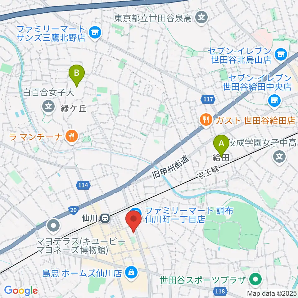 調布市せんがわ劇場周辺のホテル一覧地図