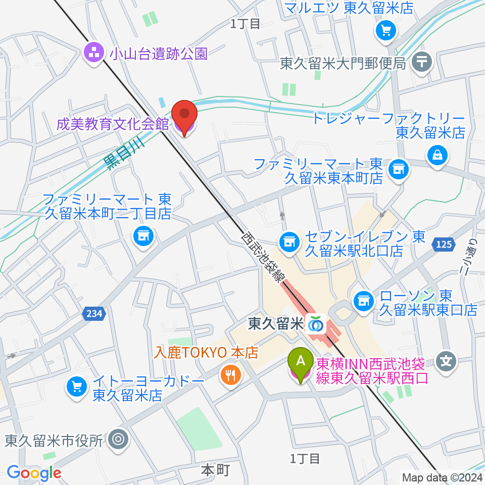 成美教育文化会館周辺のホテル一覧地図