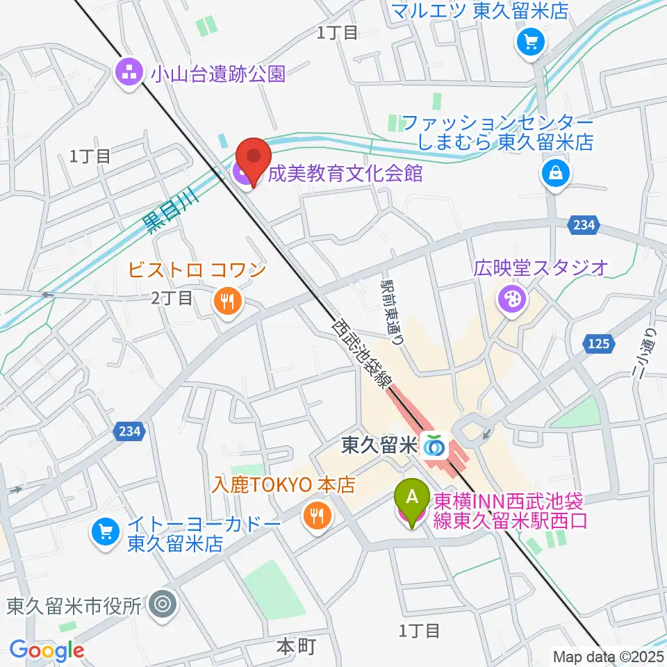 成美教育文化会館周辺のホテル一覧地図