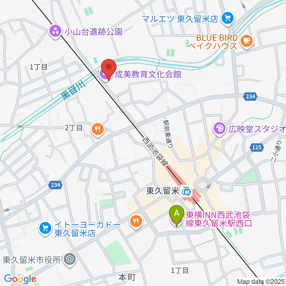 成美教育文化会館周辺のホテル一覧地図