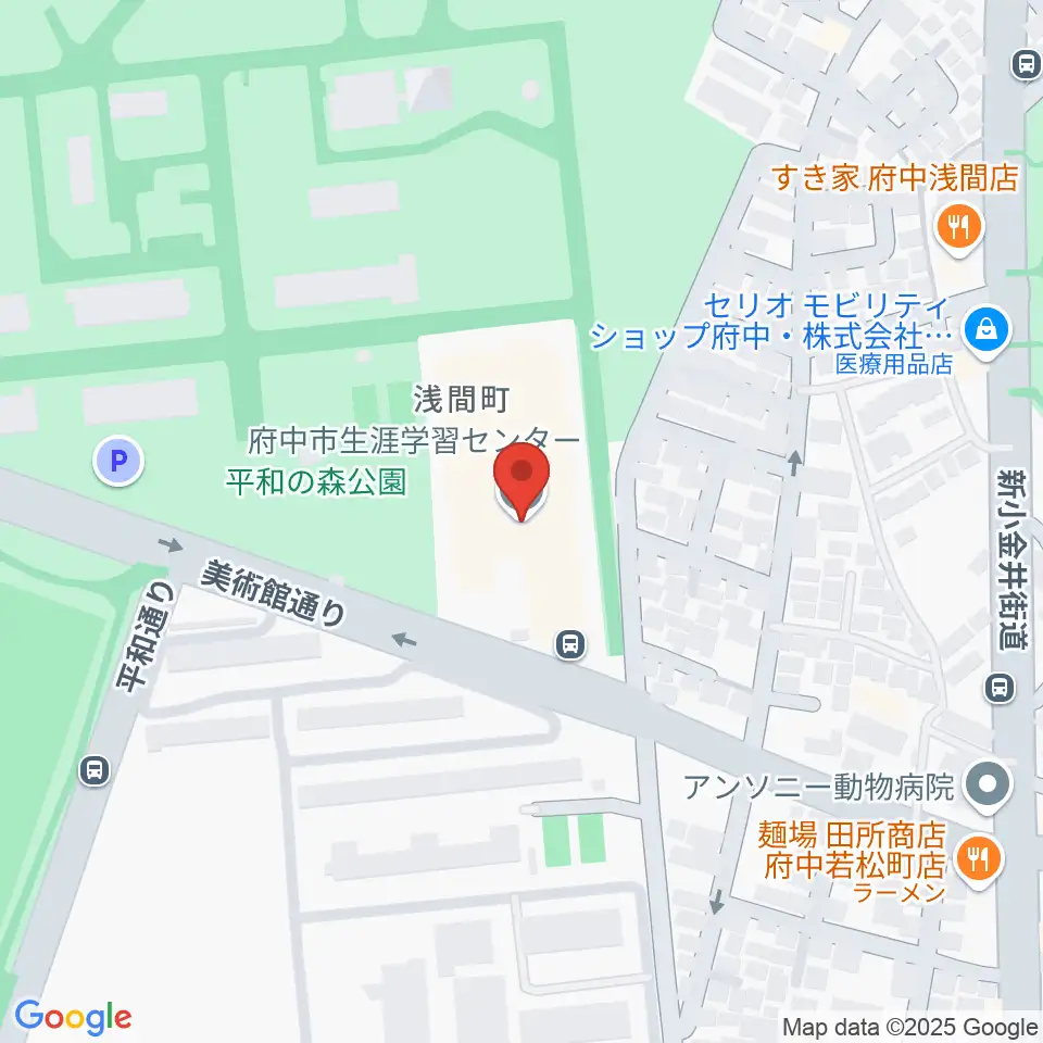 府中市生涯学習センター周辺のホテル一覧地図