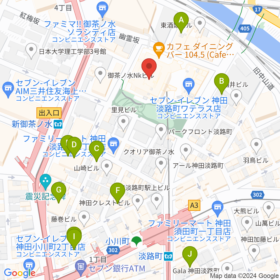 ワテラスコモンホール周辺のホテル一覧地図