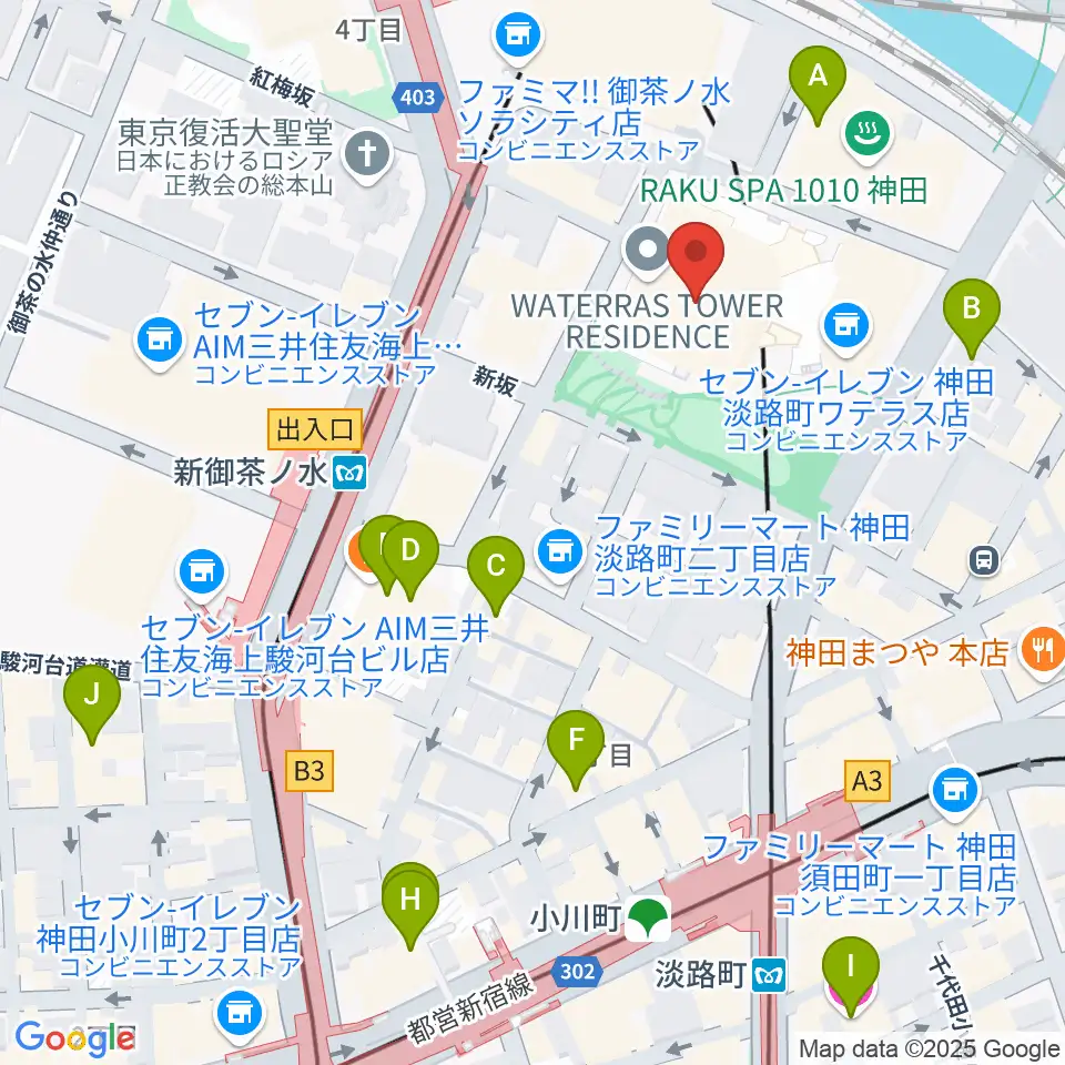 ワテラスコモンホール周辺のホテル一覧地図