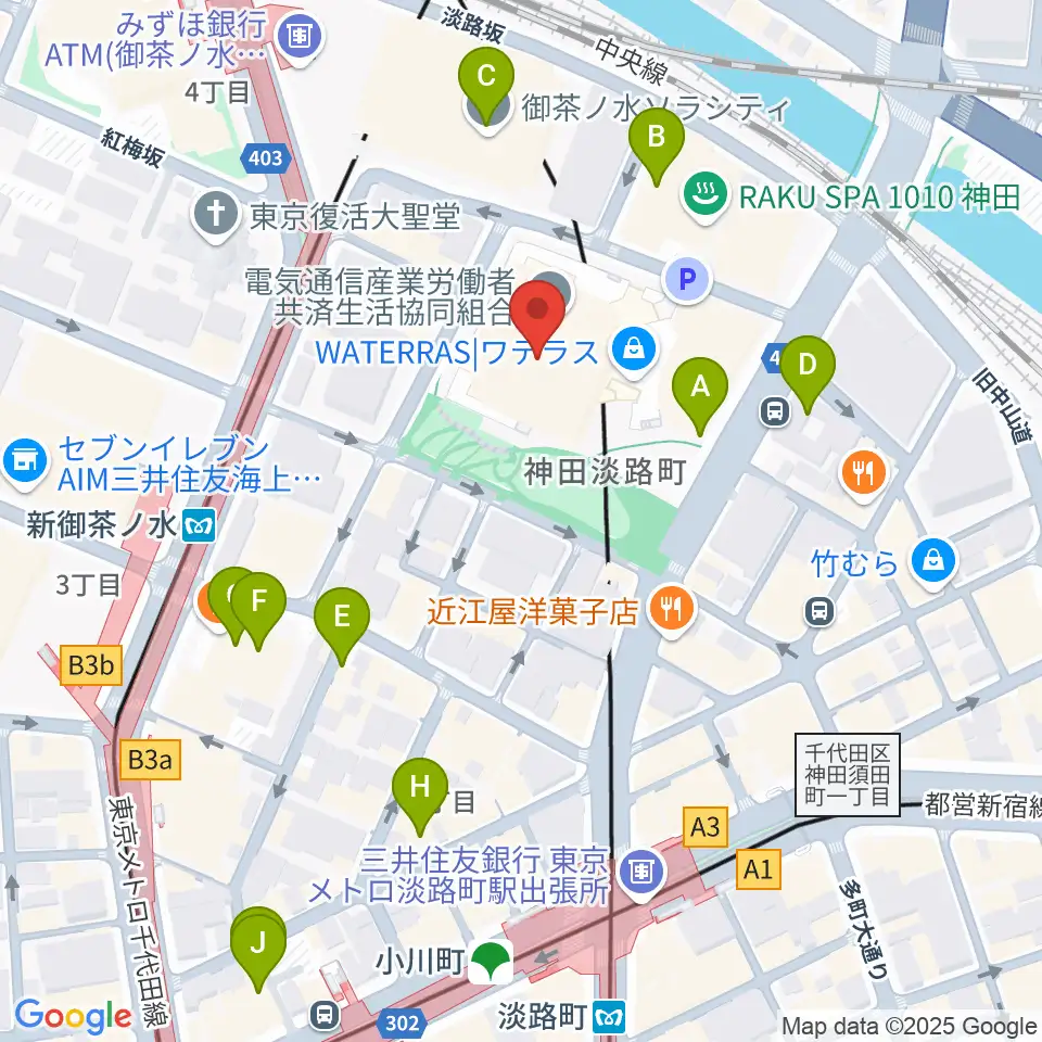 ワテラスコモンホール周辺のホテル一覧地図