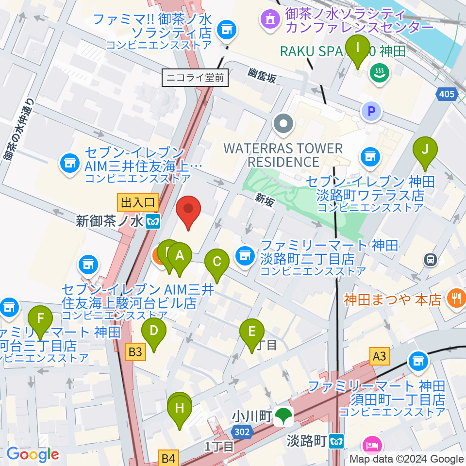 全電通労働会館周辺のホテル一覧地図