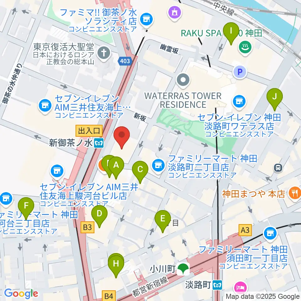 全電通労働会館周辺のホテル一覧地図
