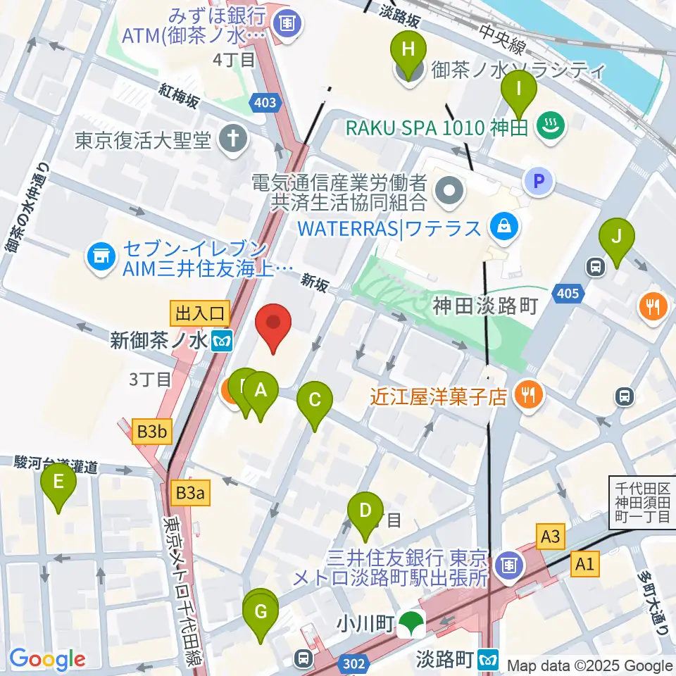 全電通労働会館周辺のホテル一覧地図
