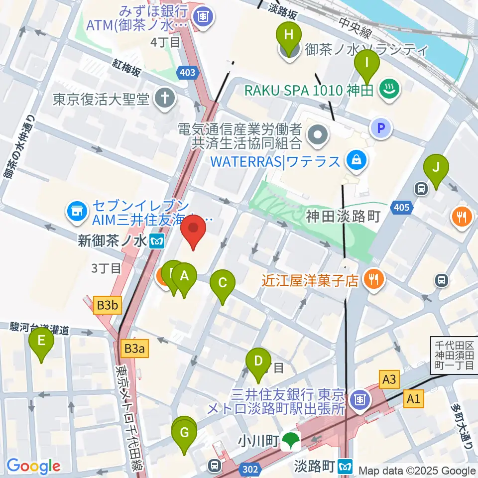 全電通労働会館周辺のホテル一覧地図