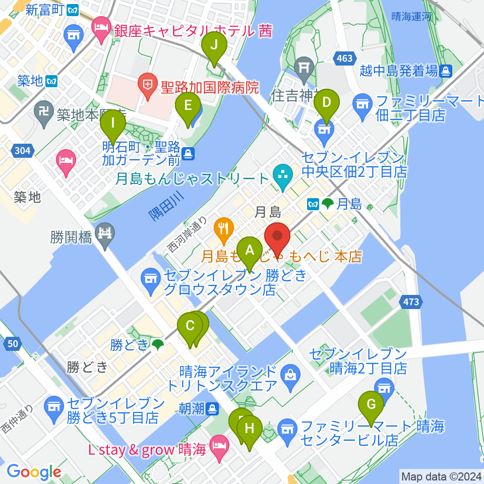 月島社会教育会館周辺のホテル一覧地図