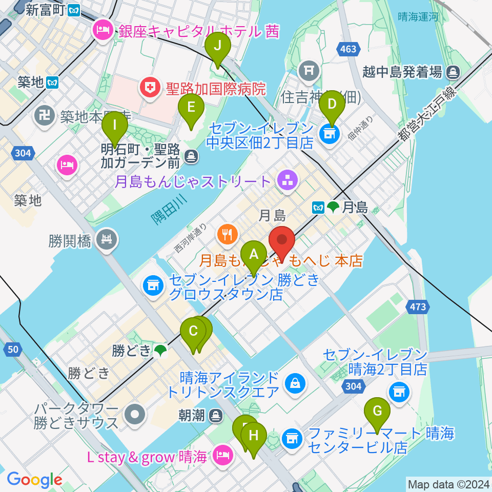 月島社会教育会館周辺のホテル一覧地図