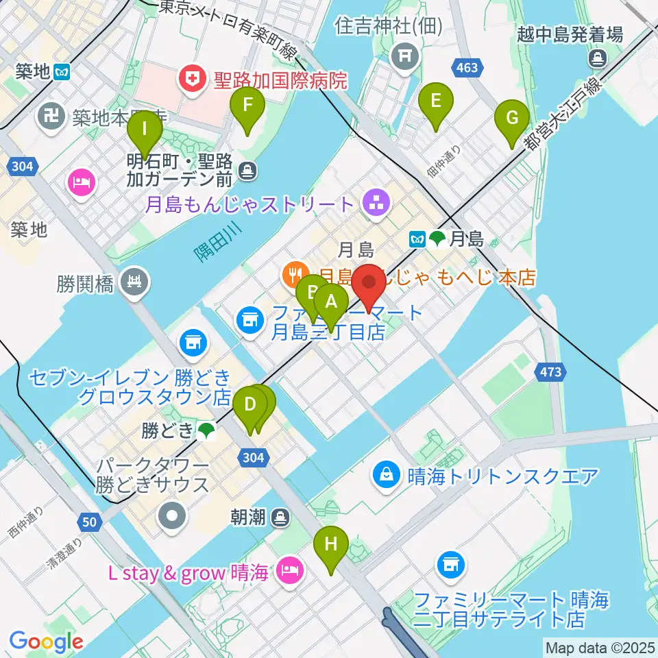 月島社会教育会館周辺のホテル一覧地図