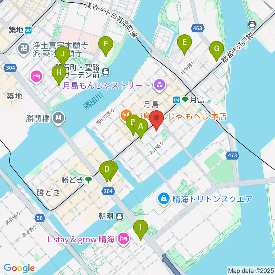 月島社会教育会館周辺のホテル一覧地図
