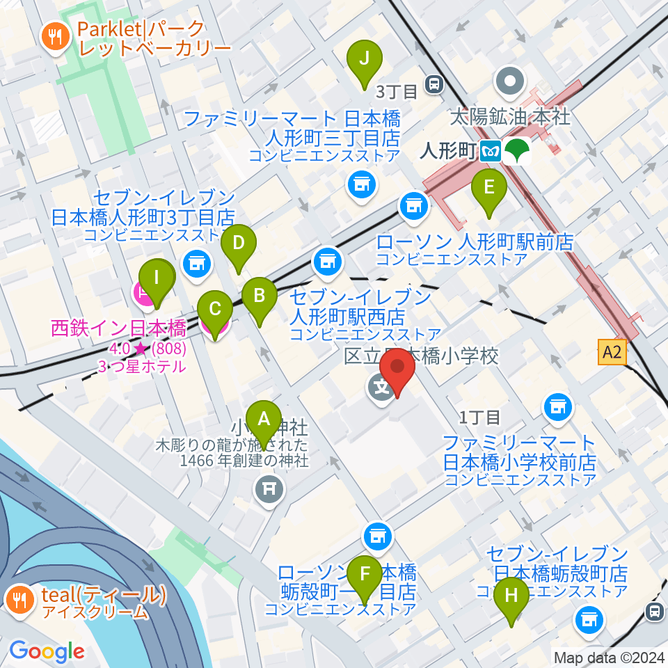 日本橋社会教育会館周辺のホテル一覧地図