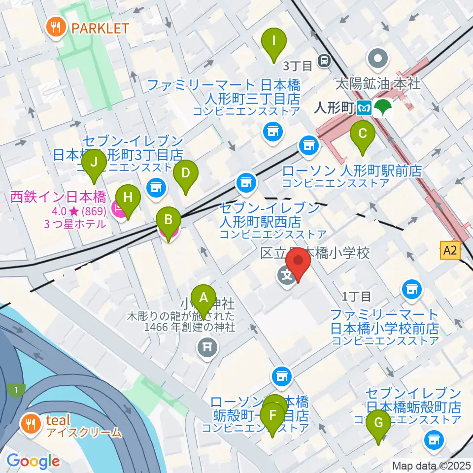 日本橋社会教育会館周辺のホテル一覧地図