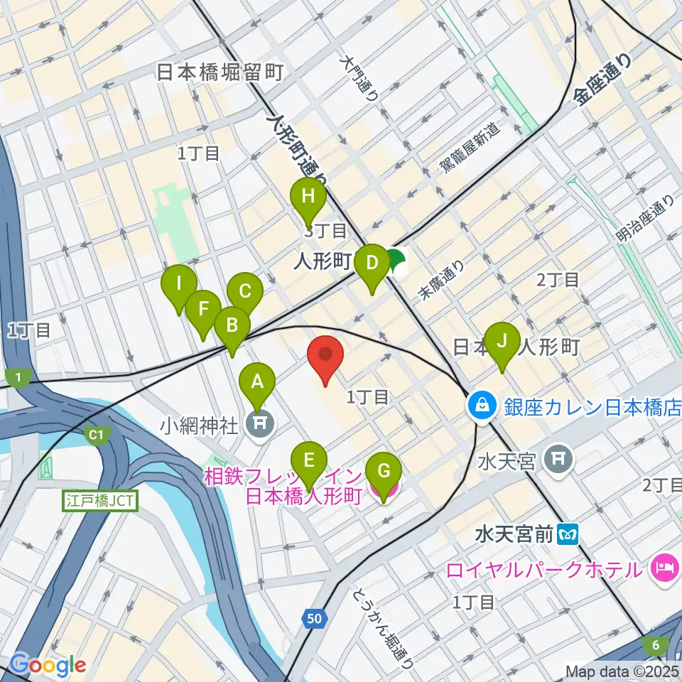 日本橋社会教育会館周辺のホテル一覧地図