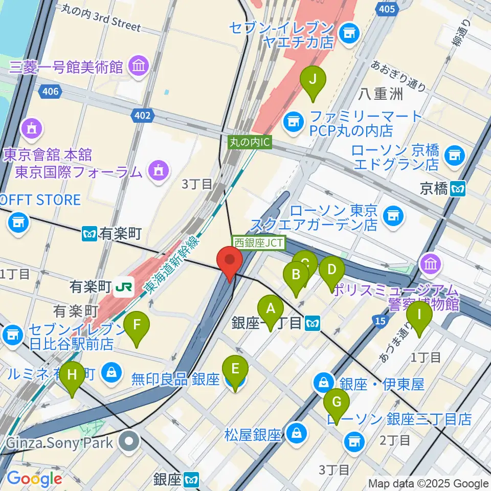 銀座Swing周辺のホテル一覧地図
