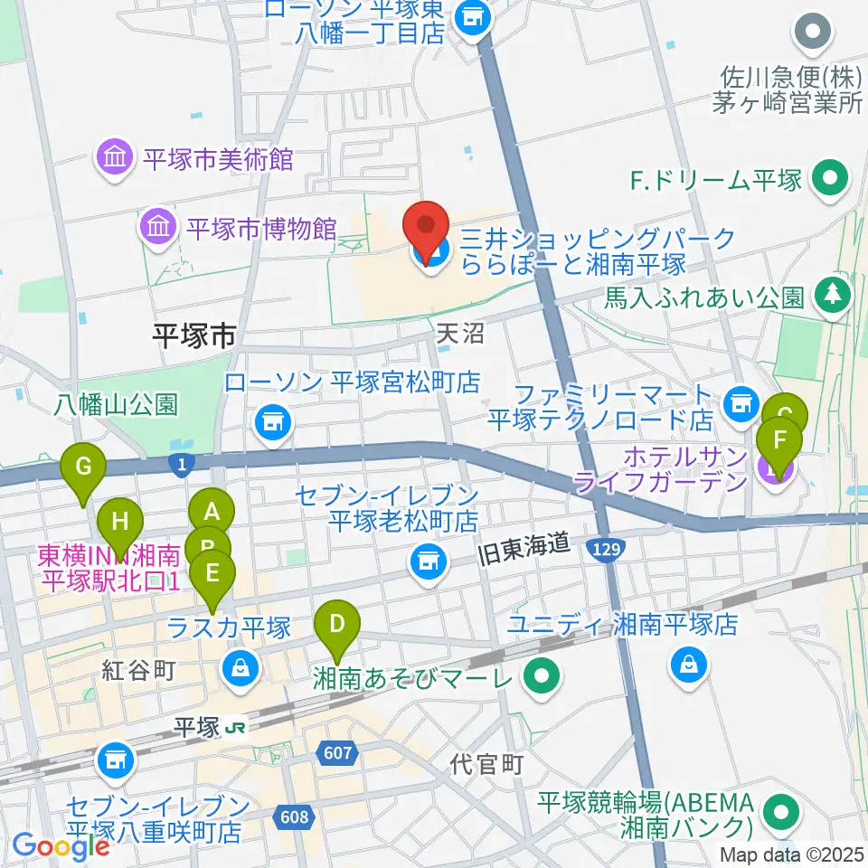島村楽器 ららぽーと湘南平塚店周辺のホテル一覧地図
