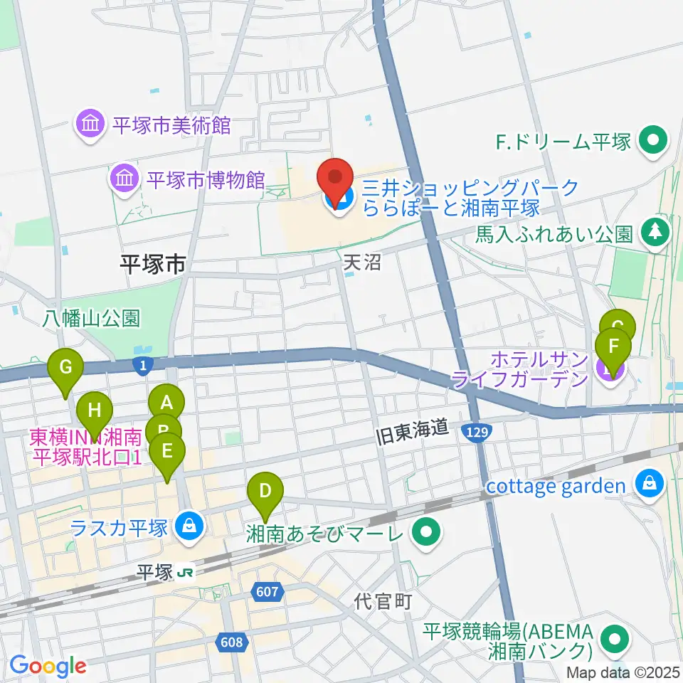 島村楽器 ららぽーと湘南平塚店周辺のホテル一覧地図