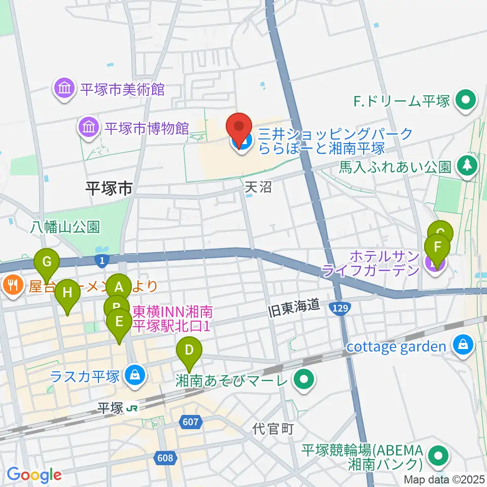 島村楽器 ららぽーと湘南平塚店周辺のホテル一覧地図