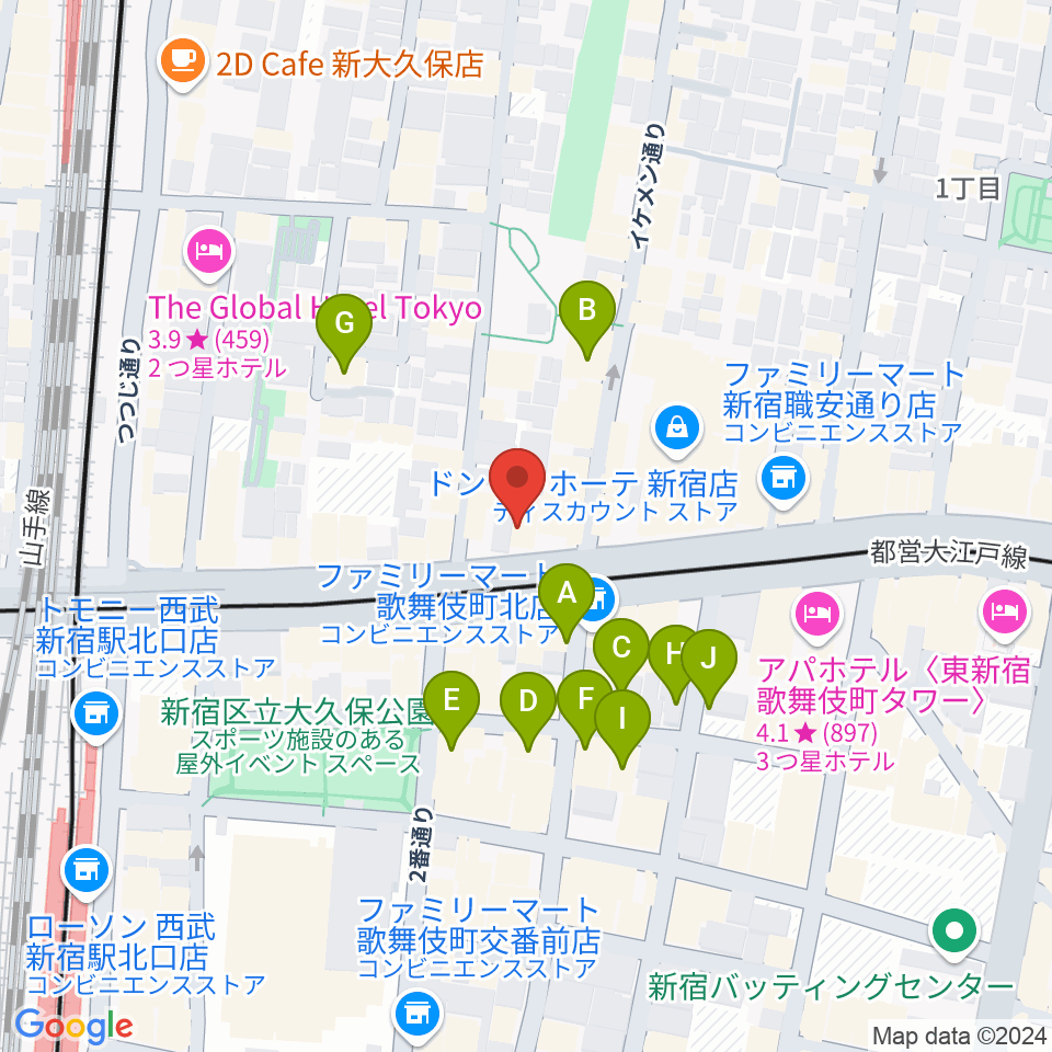 新宿SHOWBOX周辺のホテル一覧地図