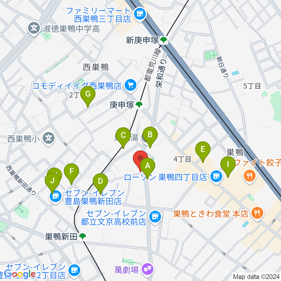 西巣鴨音楽堂周辺のホテル一覧地図