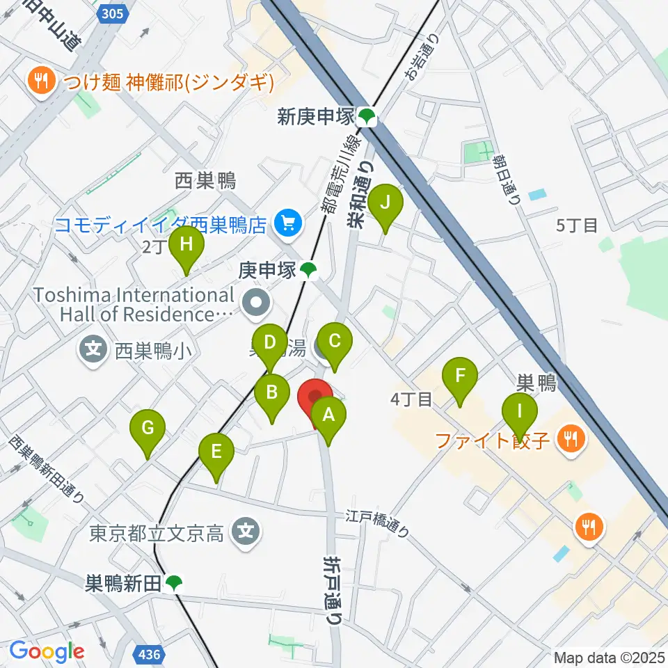 西巣鴨音楽堂周辺のホテル一覧地図