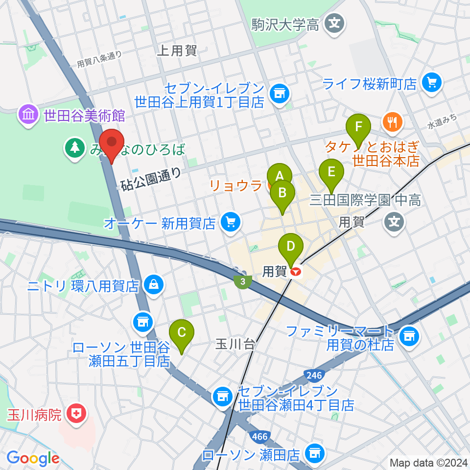 上用賀アートホール周辺のホテル一覧地図