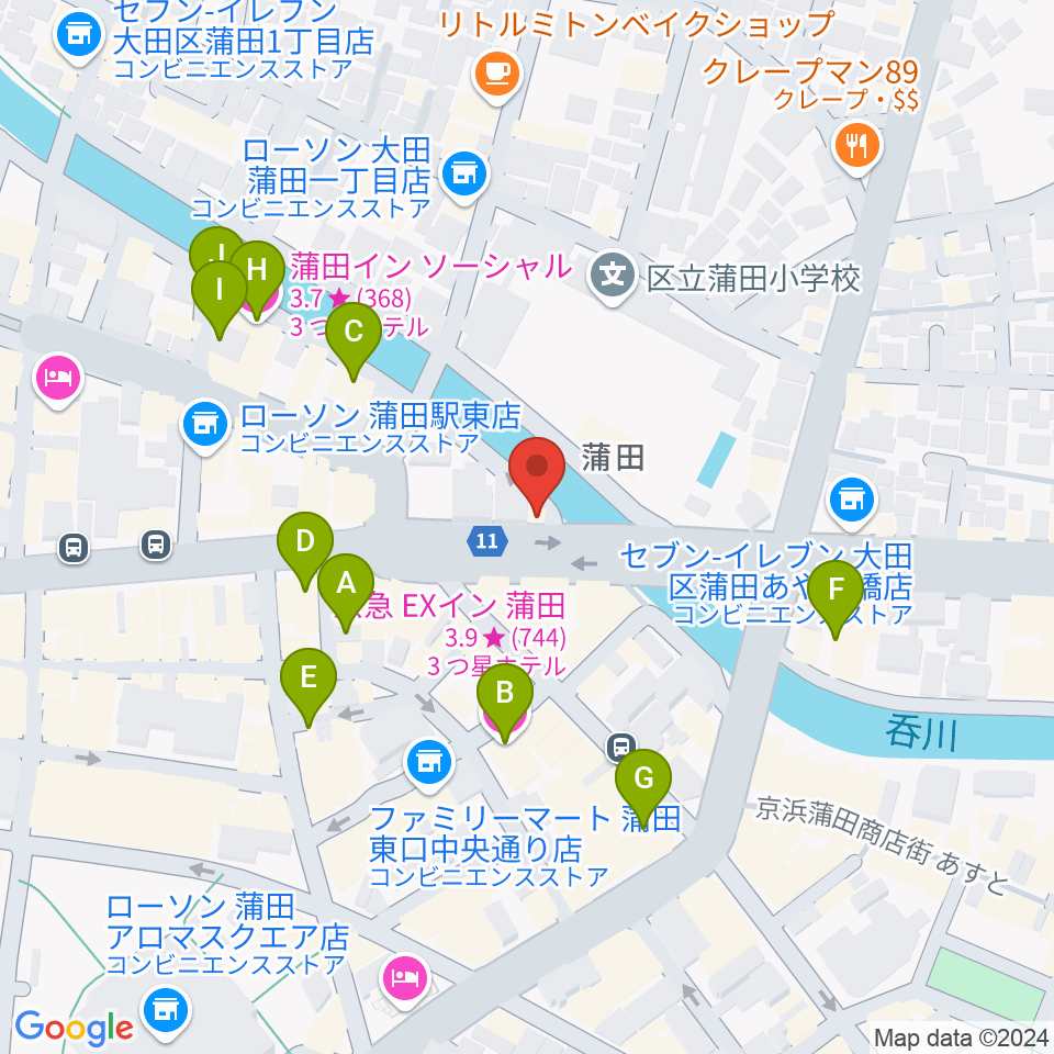 蒲田スタジオ・オッタンタ周辺のホテル一覧地図