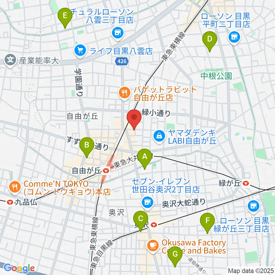 自由が丘オペラ座周辺のホテル一覧地図