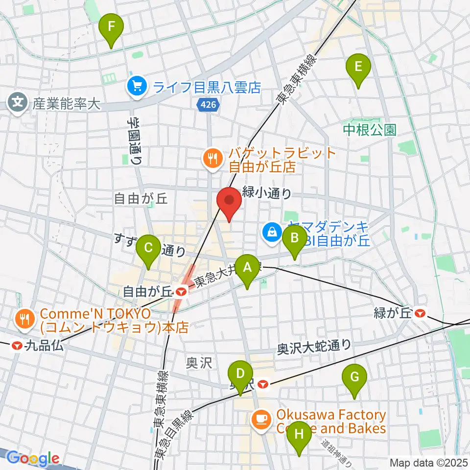 自由が丘オペラ座周辺のホテル一覧地図