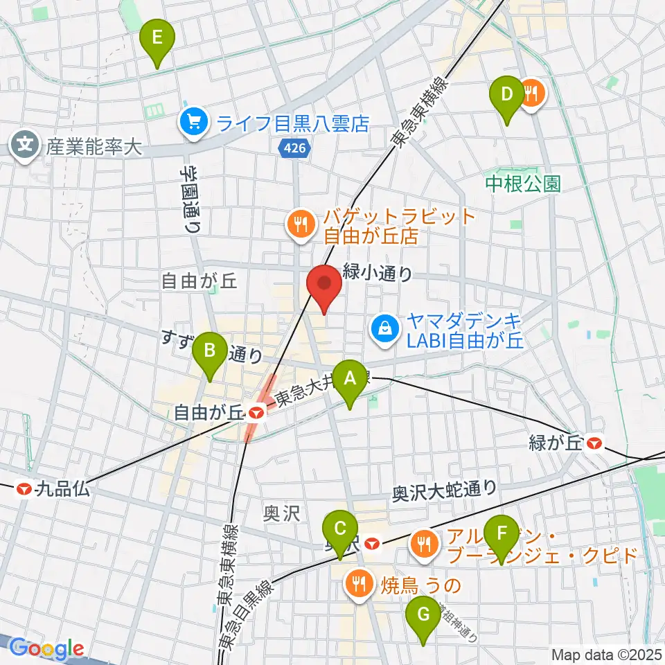 自由が丘オペラ座周辺のホテル一覧地図