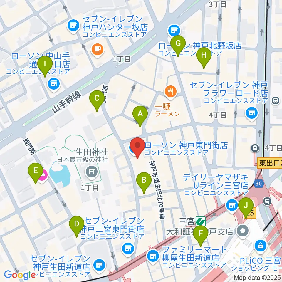 ケイヴ神戸周辺のホテル一覧地図