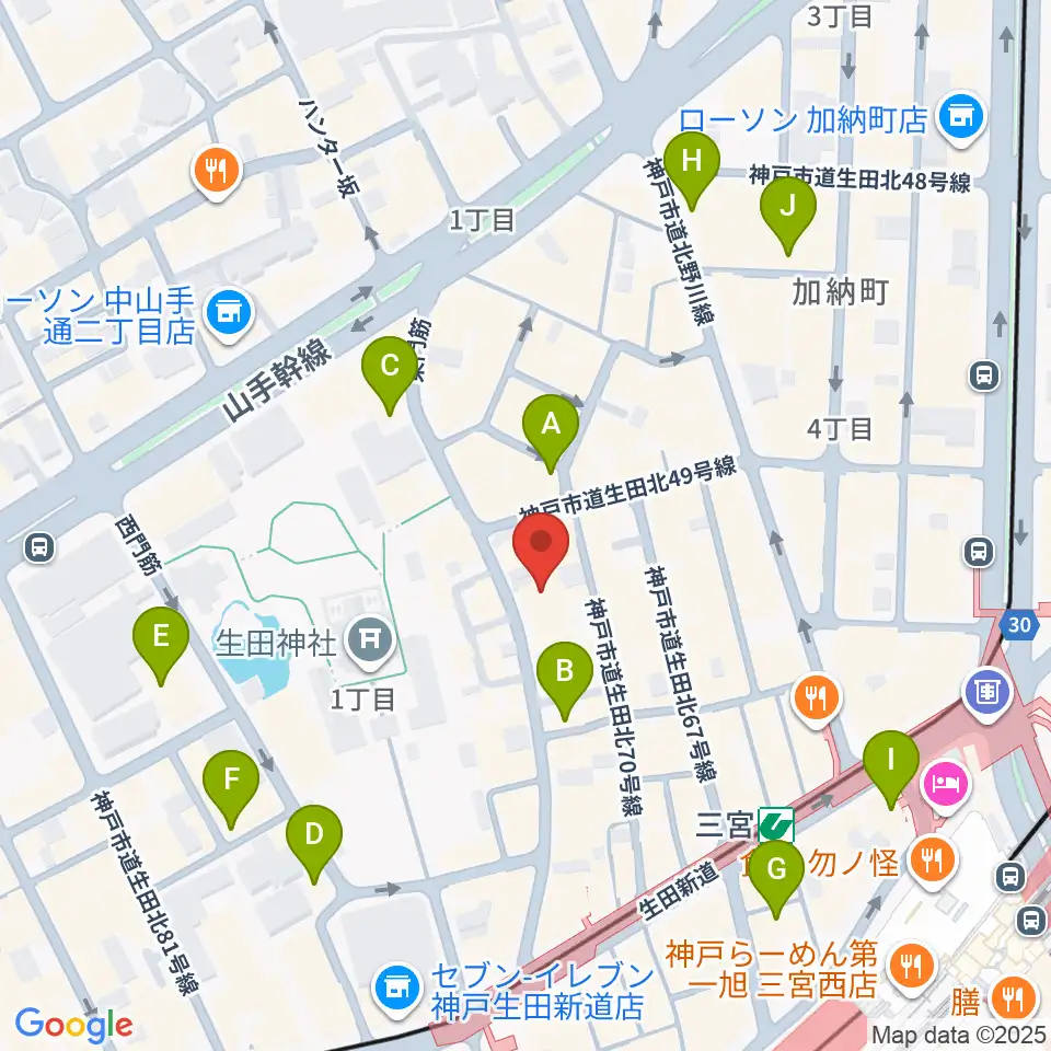 ケイヴ神戸周辺のホテル一覧地図