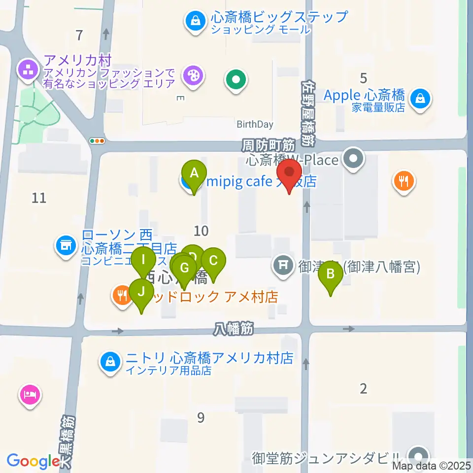 三木楽器アコースティックイン周辺のホテル一覧地図