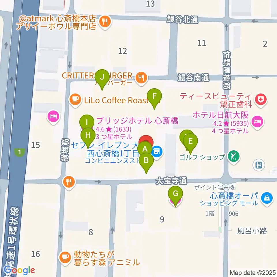 三木楽器BASS SIDE周辺のホテル一覧地図