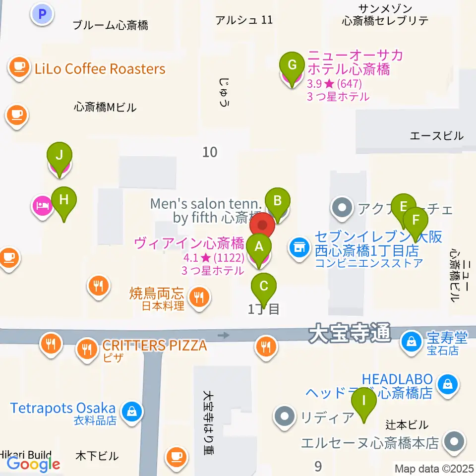 三木楽器BASS SIDE周辺のホテル一覧地図