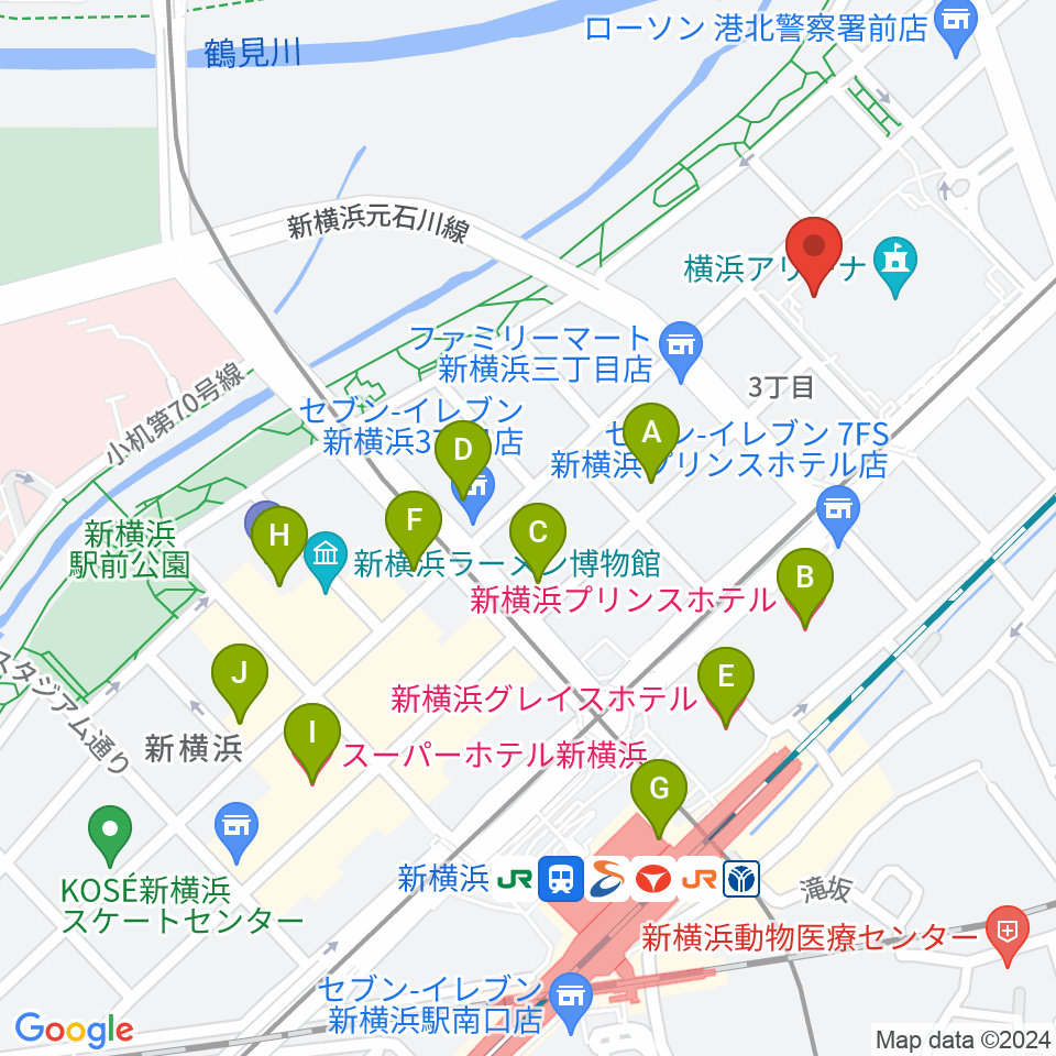 新横浜strage周辺のホテル一覧地図