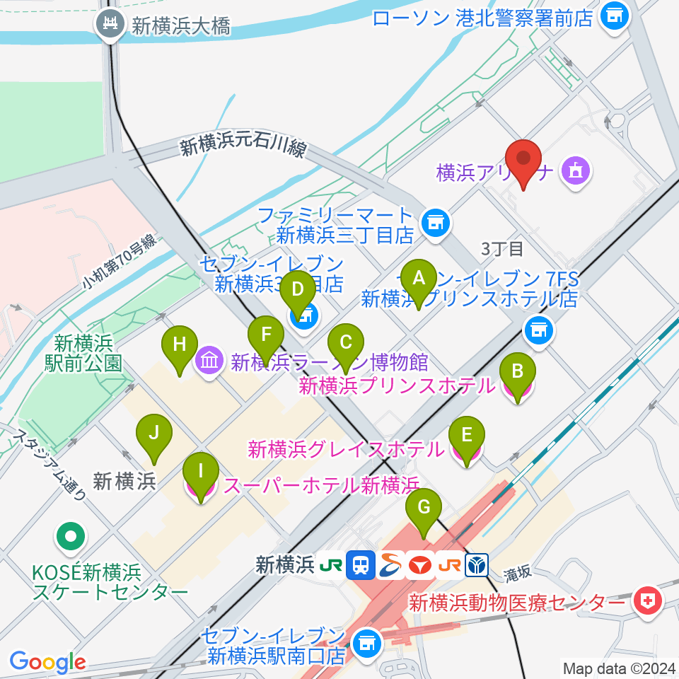 新横浜strage周辺のホテル一覧地図