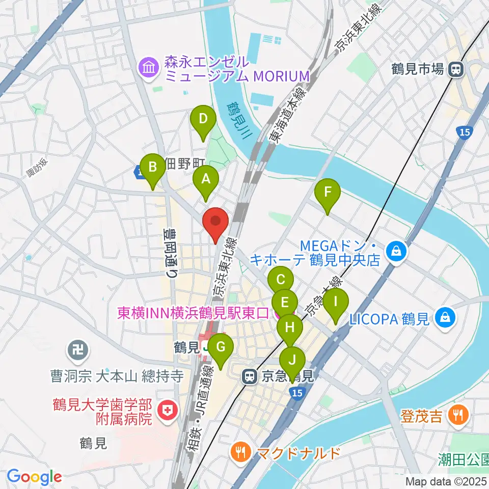 鶴見GIGS周辺のホテル一覧地図