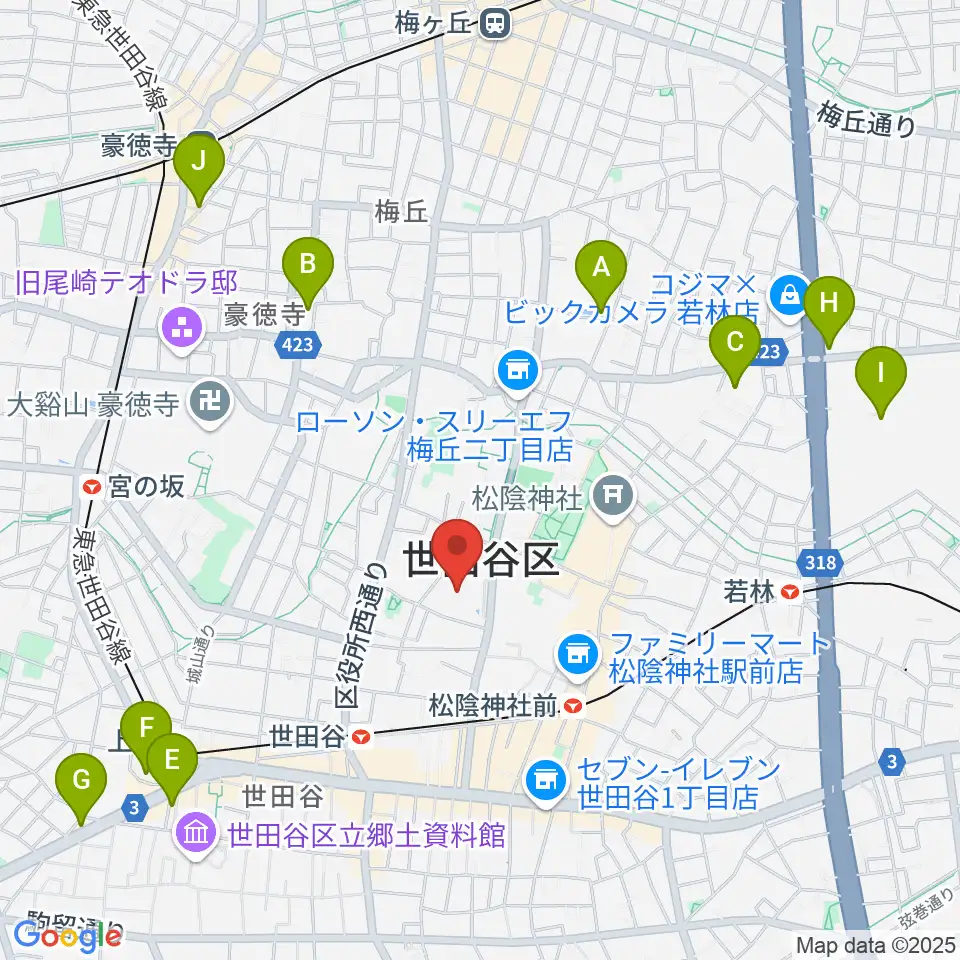 世田谷区民会館周辺のホテル一覧地図