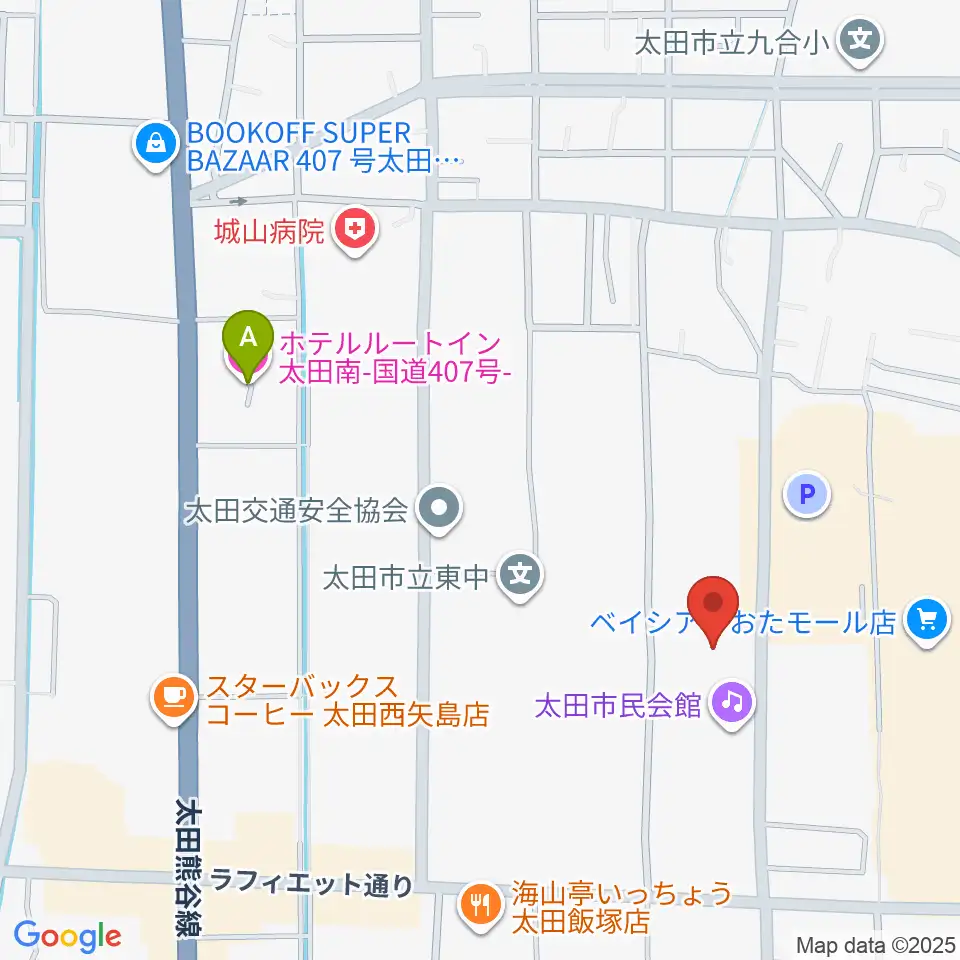 太田市民会館周辺のホテル一覧地図