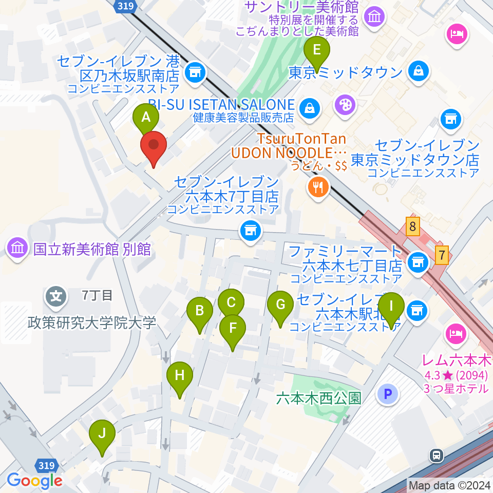 キーストンクラブ東京周辺のホテル一覧地図