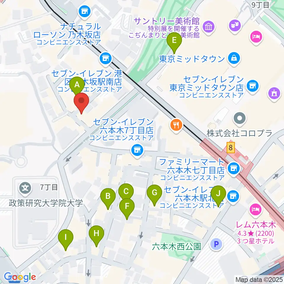キーストンクラブ東京周辺のホテル一覧地図