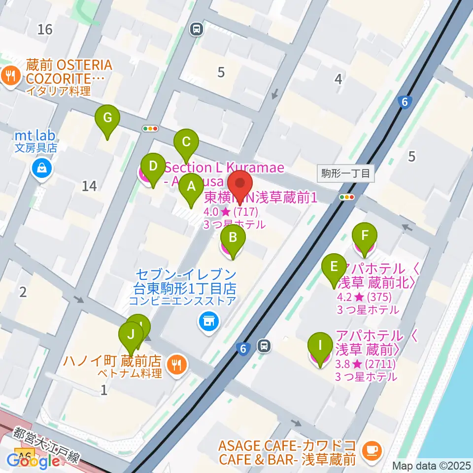 浅草Gold Sounds周辺のホテル一覧地図