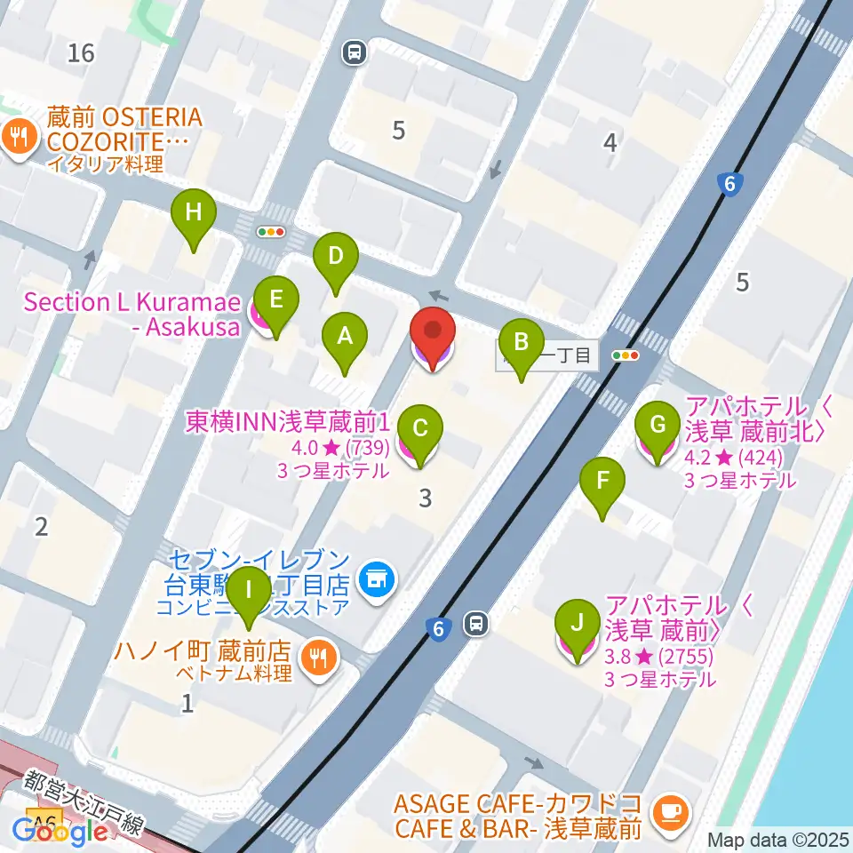 浅草Gold Sounds周辺のホテル一覧地図