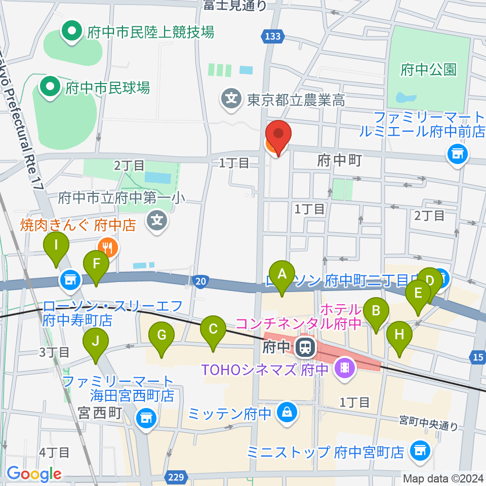 サウンドスタジオエイト府中周辺のホテル一覧地図