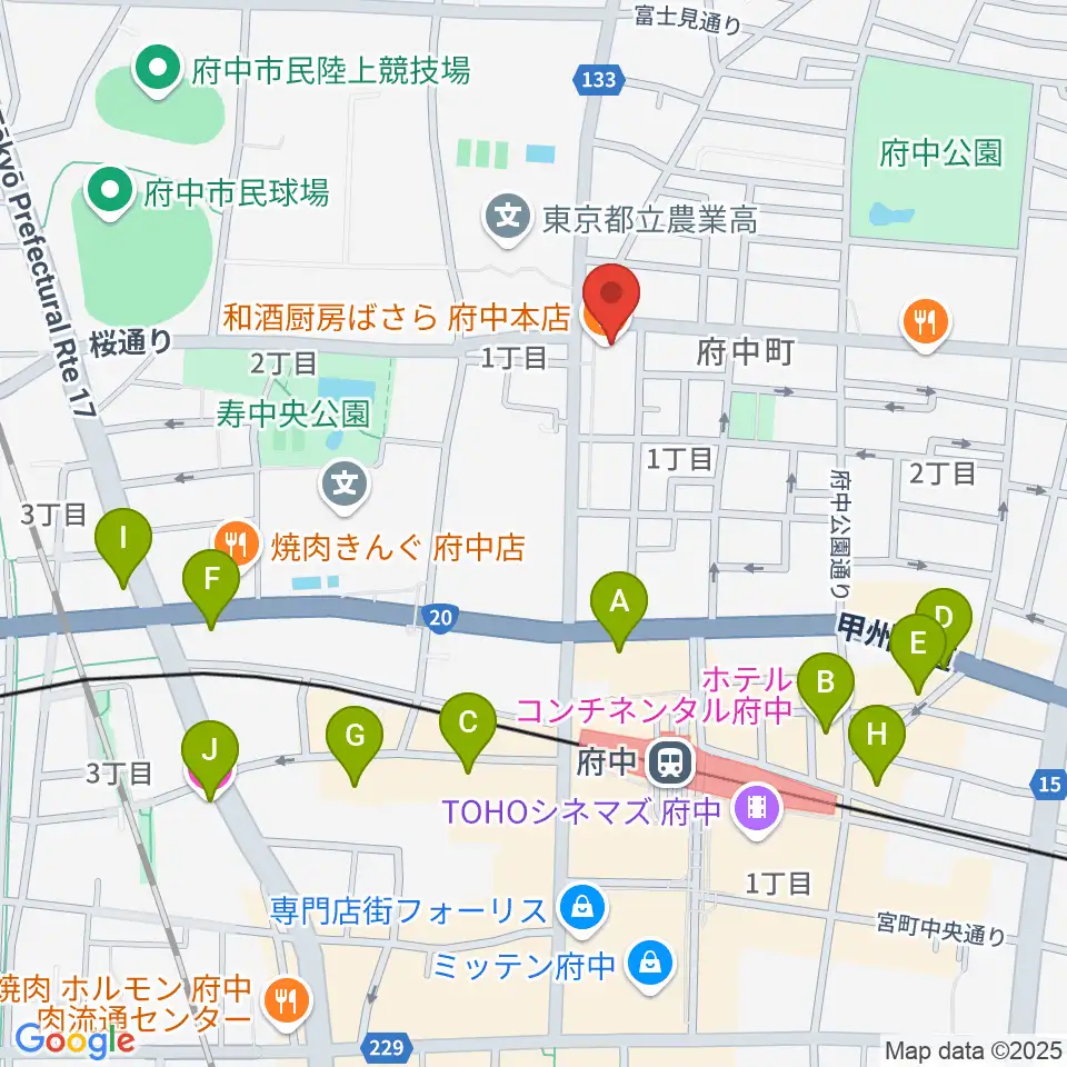 サウンドスタジオエイト府中周辺のホテル一覧地図