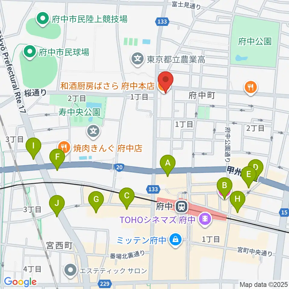 サウンドスタジオエイト府中周辺のホテル一覧地図