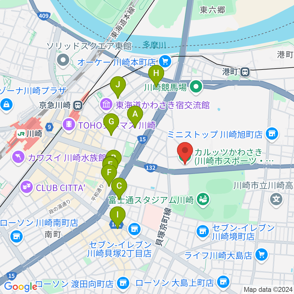 カルッツかわさきホール周辺のホテル一覧地図